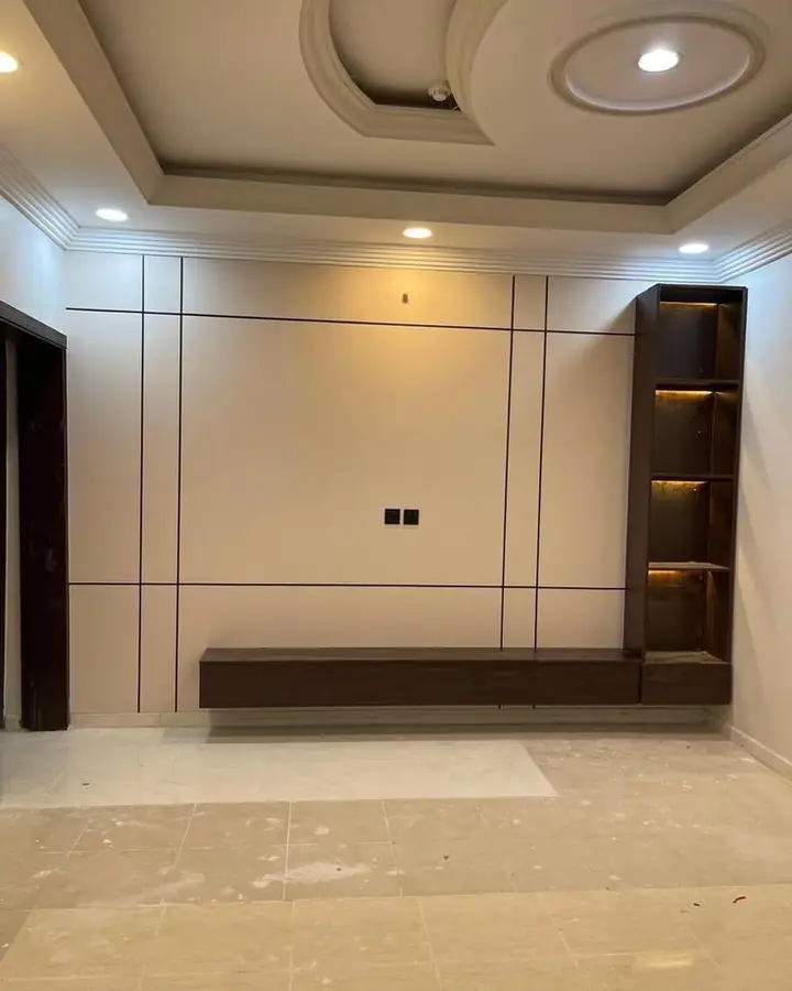 جدار شاشة مع رف زاوية مضيء